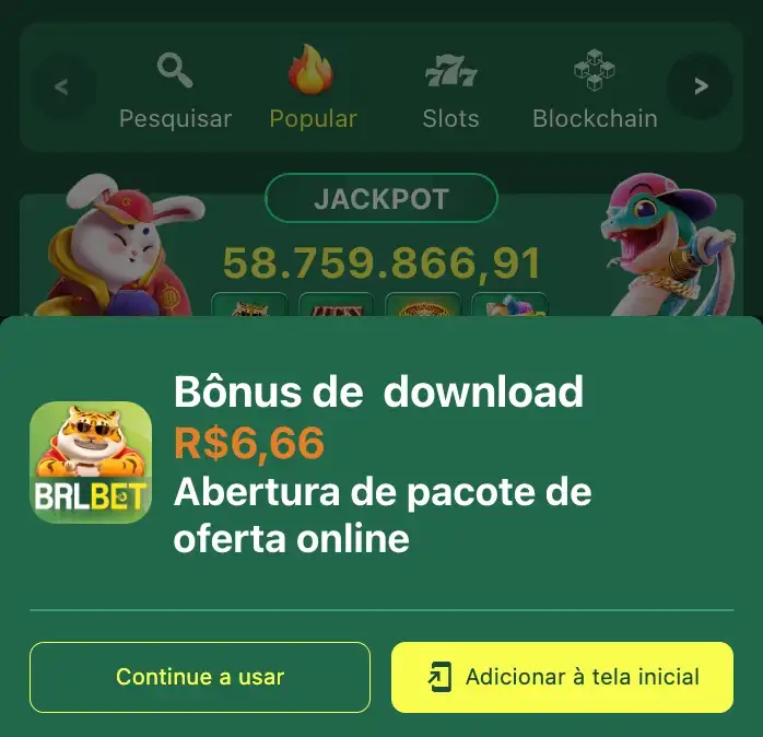 Tela inicial do BRLBET app.